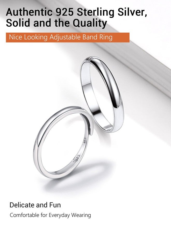PROSILVER Sterling Plain Silver Rings Band For Women Wedding Bands Adjustable Ring - Image 5